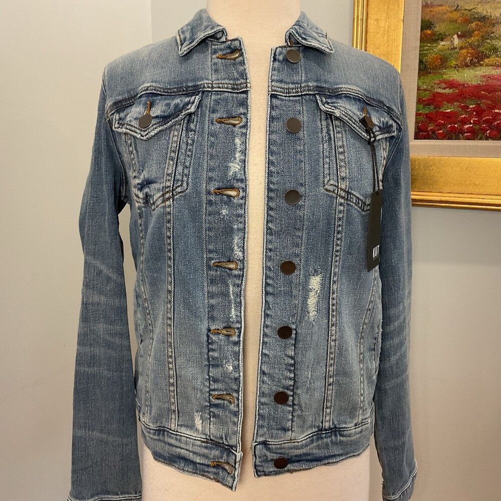 NWT‎ Kut From The Kloth Jacqueline Distressed Denim Jean Jacket Size Small